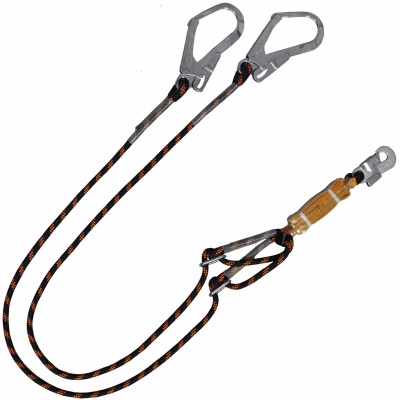 Строп страховочный двойной с регулятором длины с амортизатором HS-A22 | High Safety