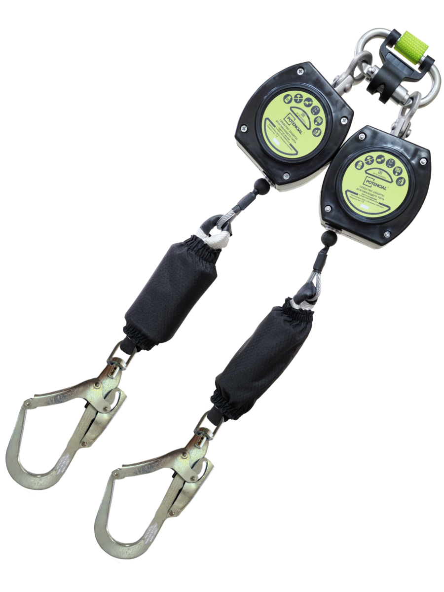 Блокирующее устройство втягивающего типа Т-2 | Трос | 2м | Двойной | Карабин КР-01 | Потенциал