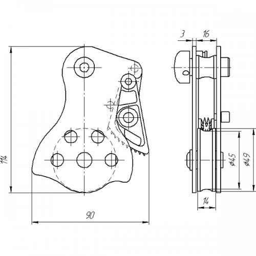 Блок с зажимом Трэкшен-шакл | Krok