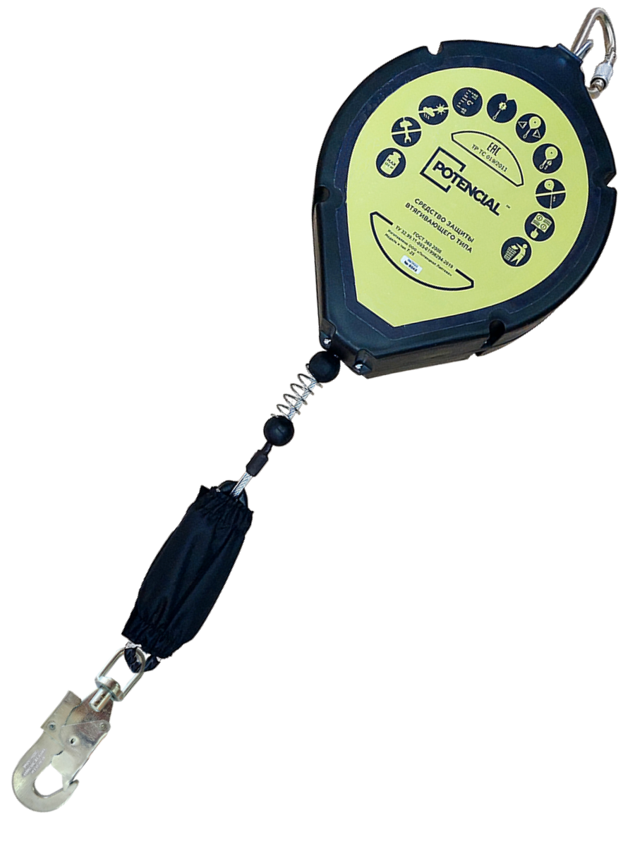 Блокирующее устройство втягивающего типа Т-15 | Трос | 15 м | Карабин КР-04 | Потенциал
