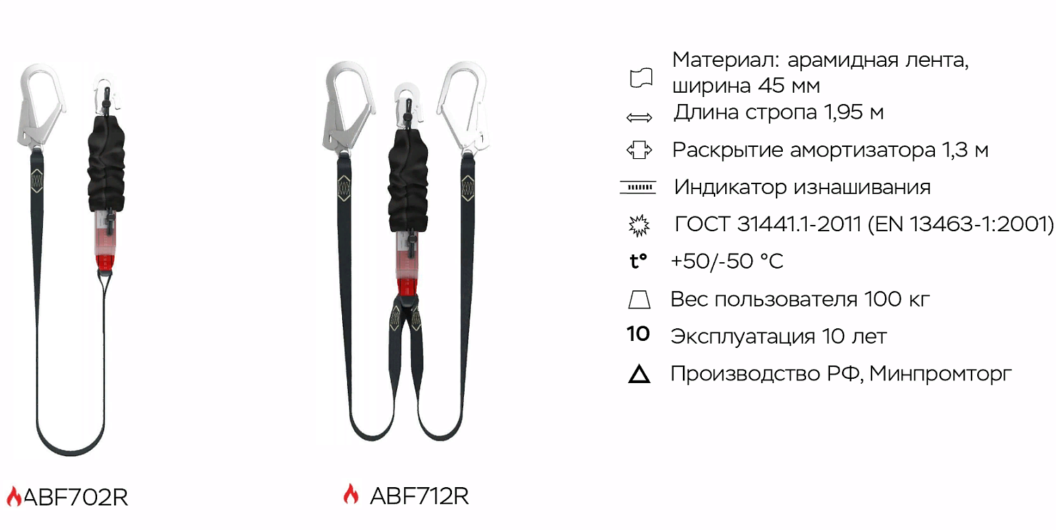 Строп страховочный ABF712R-56 | Огнеупорный | 56 мм | Safe-Tec